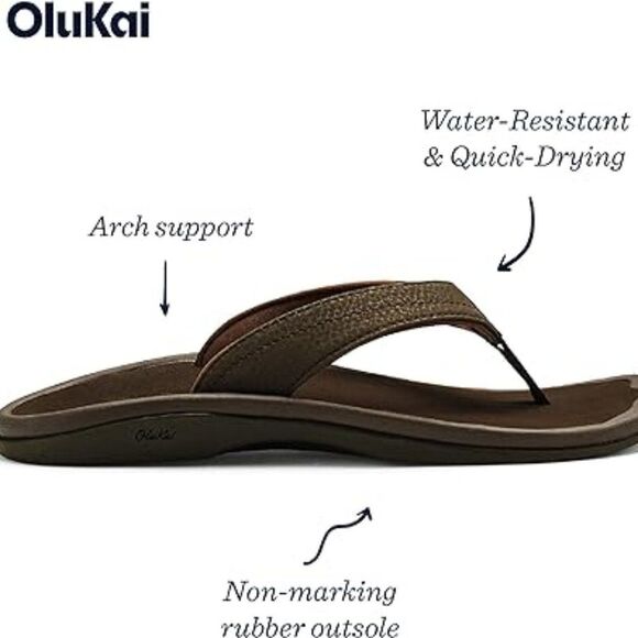 Olukai Ohana Black Flip-Flop Thong Sandals Women's 11 - Picture 3 of 12